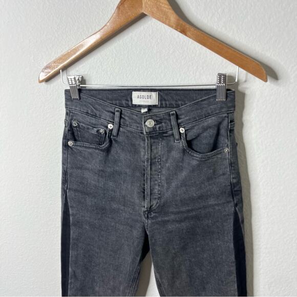 Agolde Charcoal Gray Black Slim Jeans Side Stripe Womens Size 25 - Picture 4 of 8